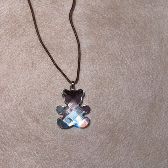 Swarovski glass mirror teddy bear necklace brand new has original box 18” long - Picture 3 of 8
